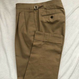 Suitsupply MTM VBC Brown Cotton Pleated Trousers